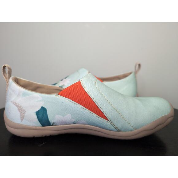 Uin floral slip on art painted travel shoe sz 5 minty peony Toledo - Picture 7 of 9